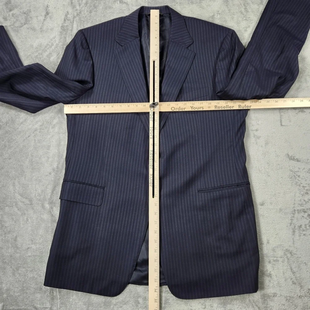 Canali Blazer‎ Mens 44 Made in Italy Blue Pinstripe Wool 2-Button Suit Jacket